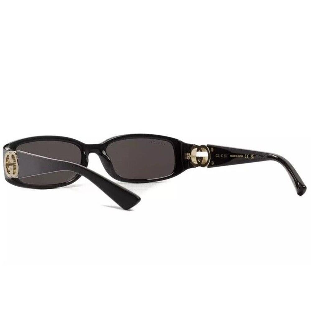 GUCCI GG1661S 001 Black Gold Grey Rectangle Unisex Sunglasses AUTHENTIC - Picture 5 of 10